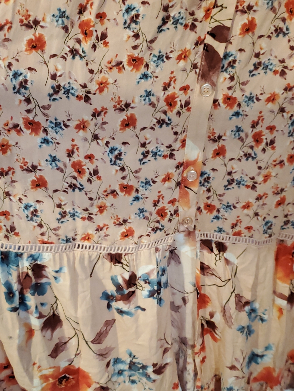 Band Of Gypsies Maxi Tiered Dress in Peach Floral Print Size L - Picture 7 of 9